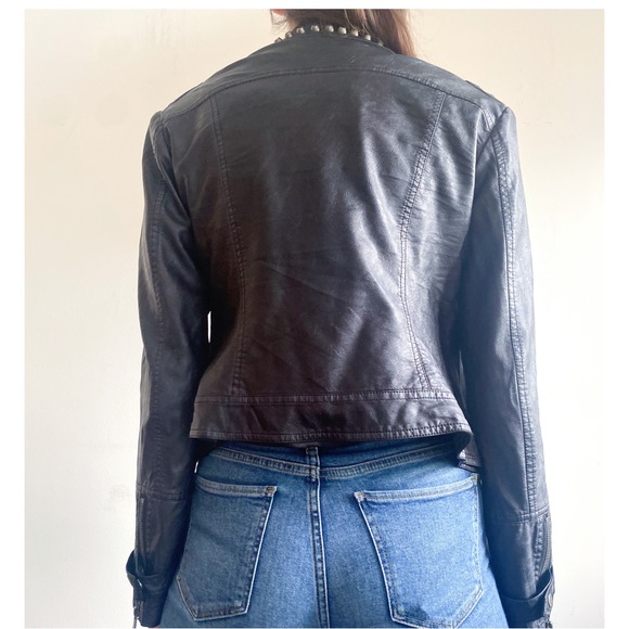 Vegan Leather Moto Studded Jacket Small - Picture 3 of 7